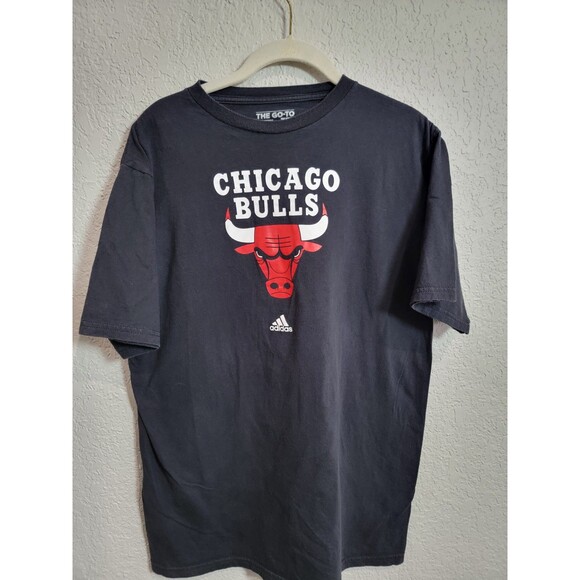 NBA Chicago Bulls Black Shirt Large Adidas - Picture 1 of 3